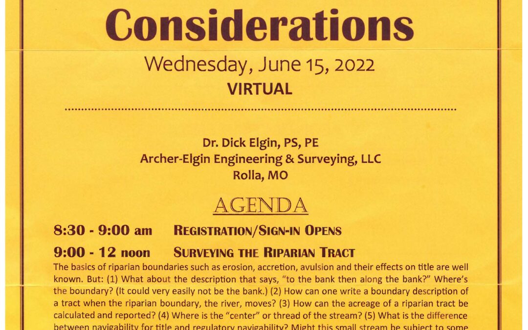 Surveying the Riparian Tract-Some Considerations